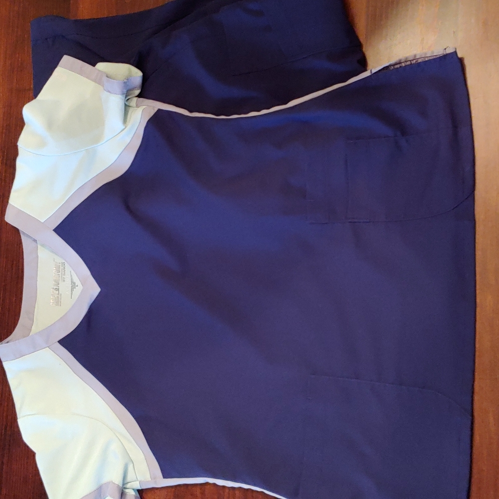 Grey's Anatomy Navy and Light Blue V-Neck Scrub Top